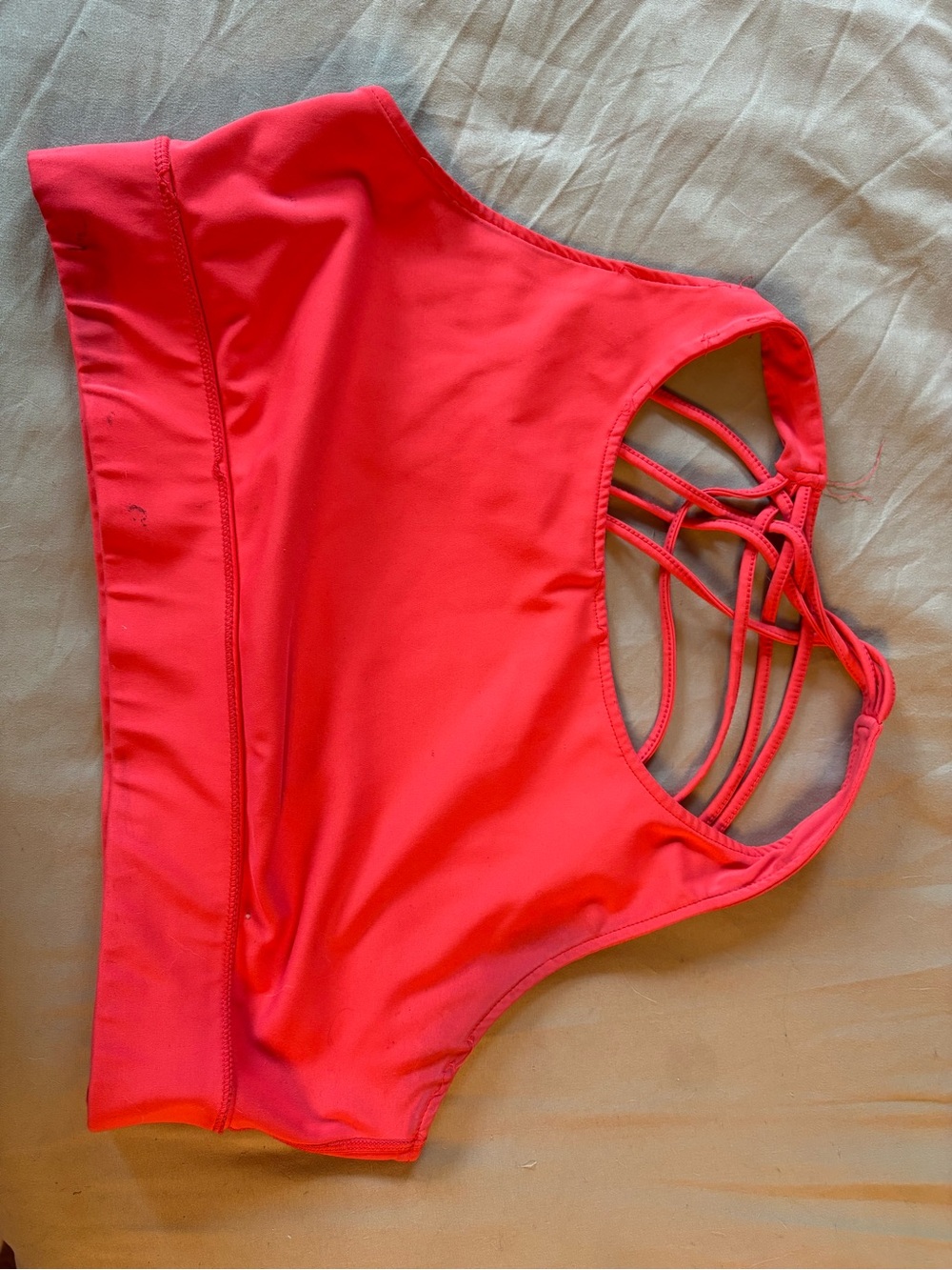Neon Coral Strappy Sports Bra